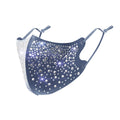10-Pieces: Women's Face Mask Golden Metal Diamond Water Crystal Color