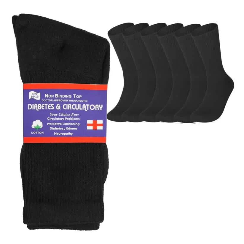 6-Pairs: Physicians Approved Diabetic Crew Socks Unisex