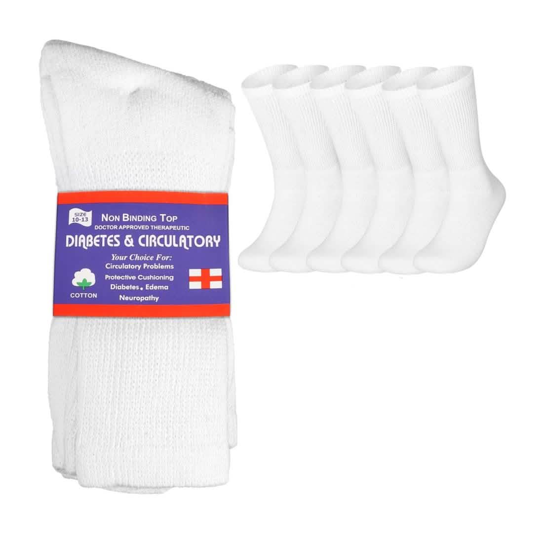 6-Pairs: Physicians Approved Diabetic Crew Socks Unisex