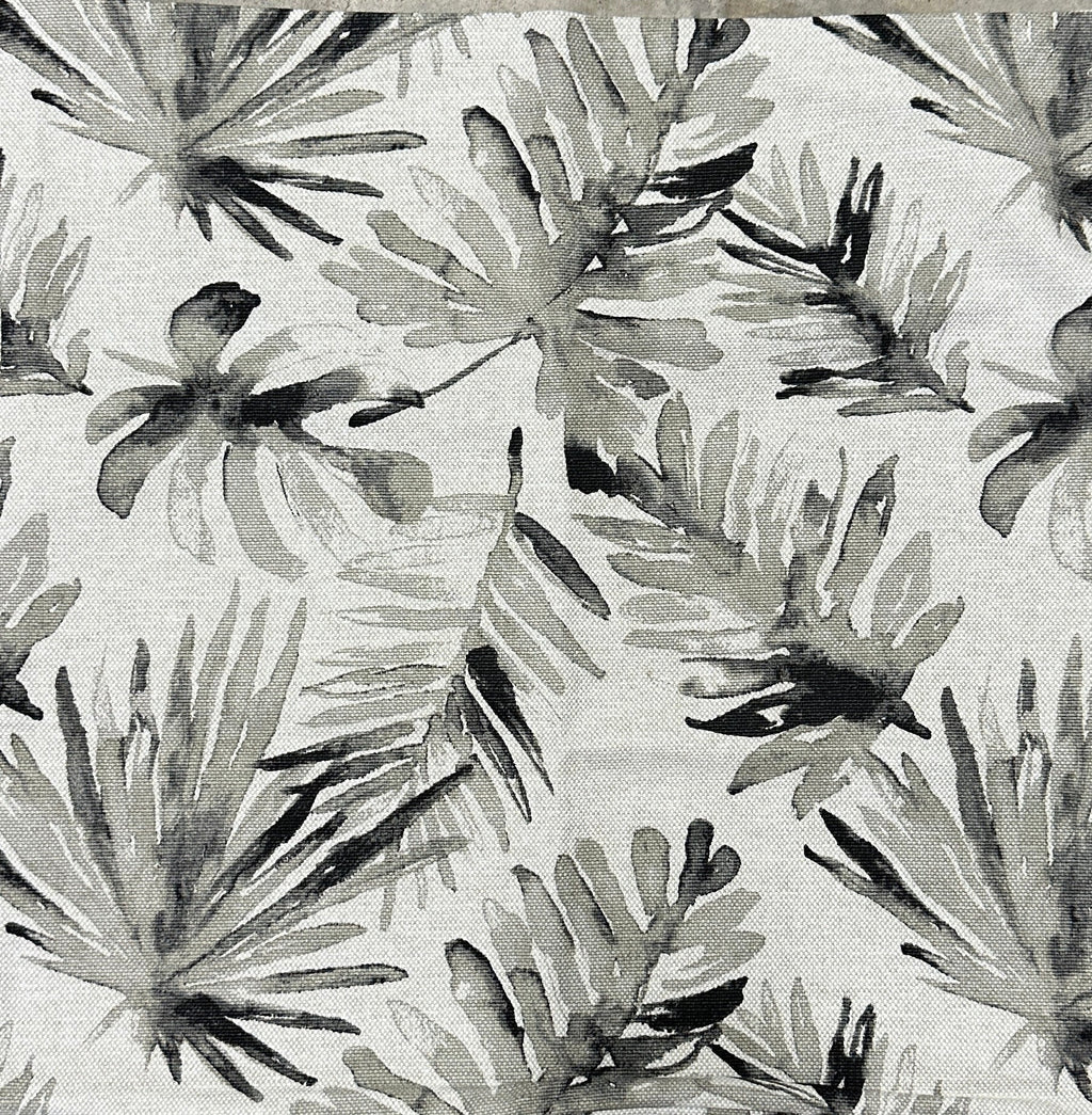 Linen Leaf Pillow Cover - Gray