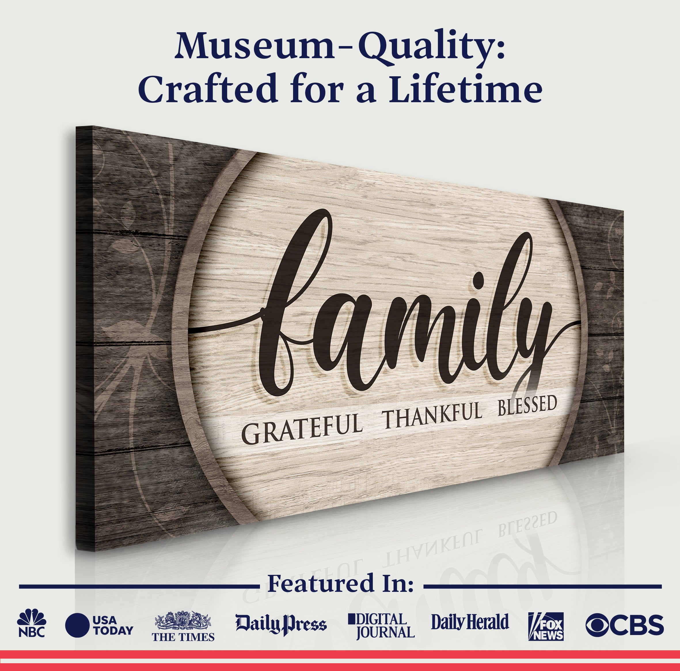 Grateful Thankful Blessed Family Sign