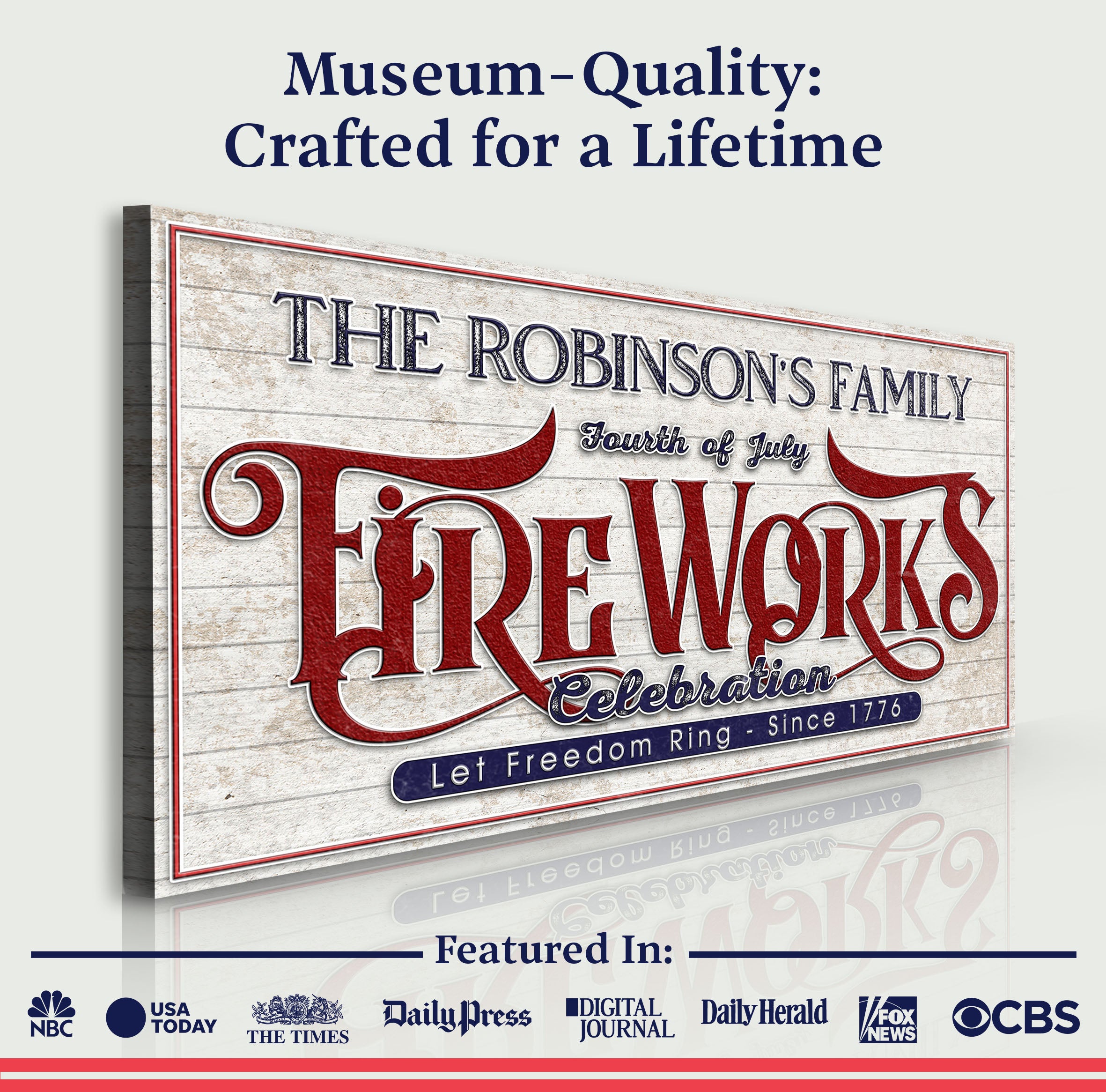 4th of July Fireworks Celebration Personalized Sign