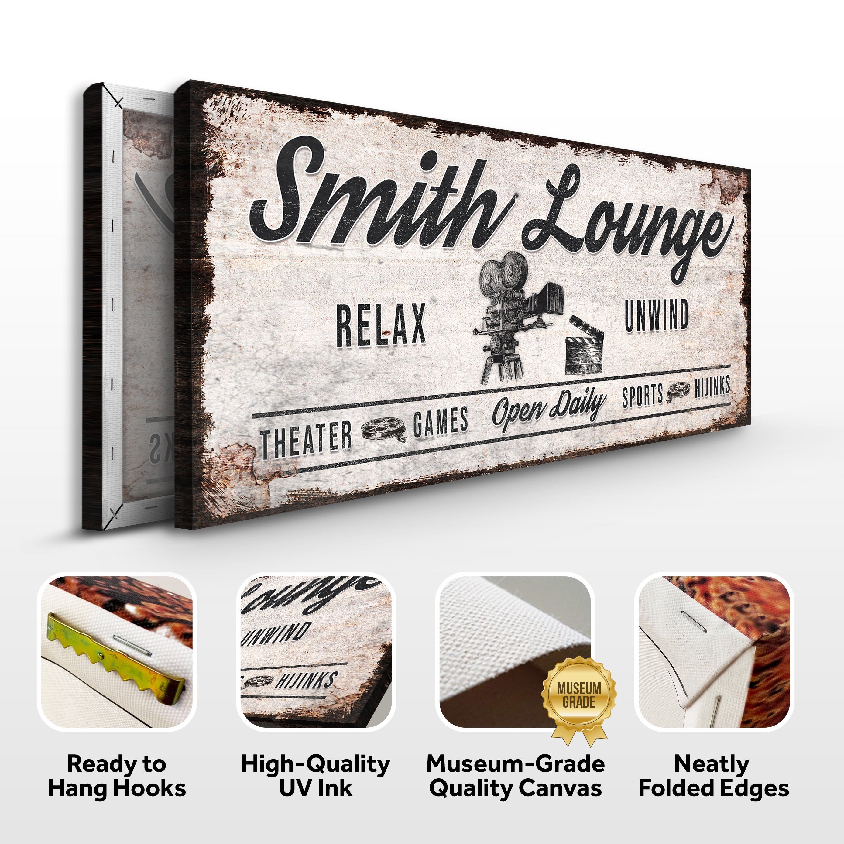 Relax Unwind Theatre Lounge Sign