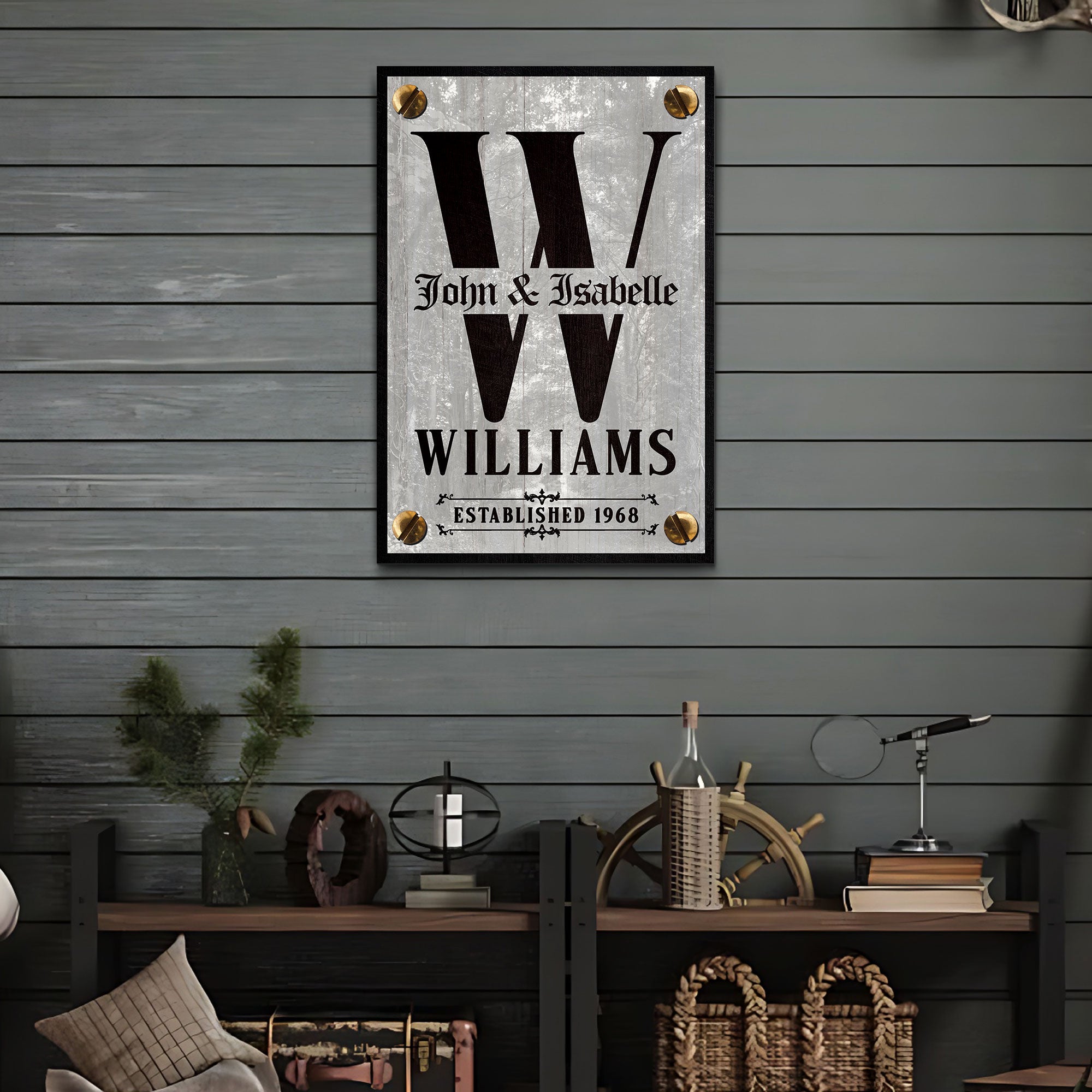 Family Name Portrait Monogram Sign III