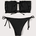 Frill Trim Bandeau Tie Side Bikini Swimsuit