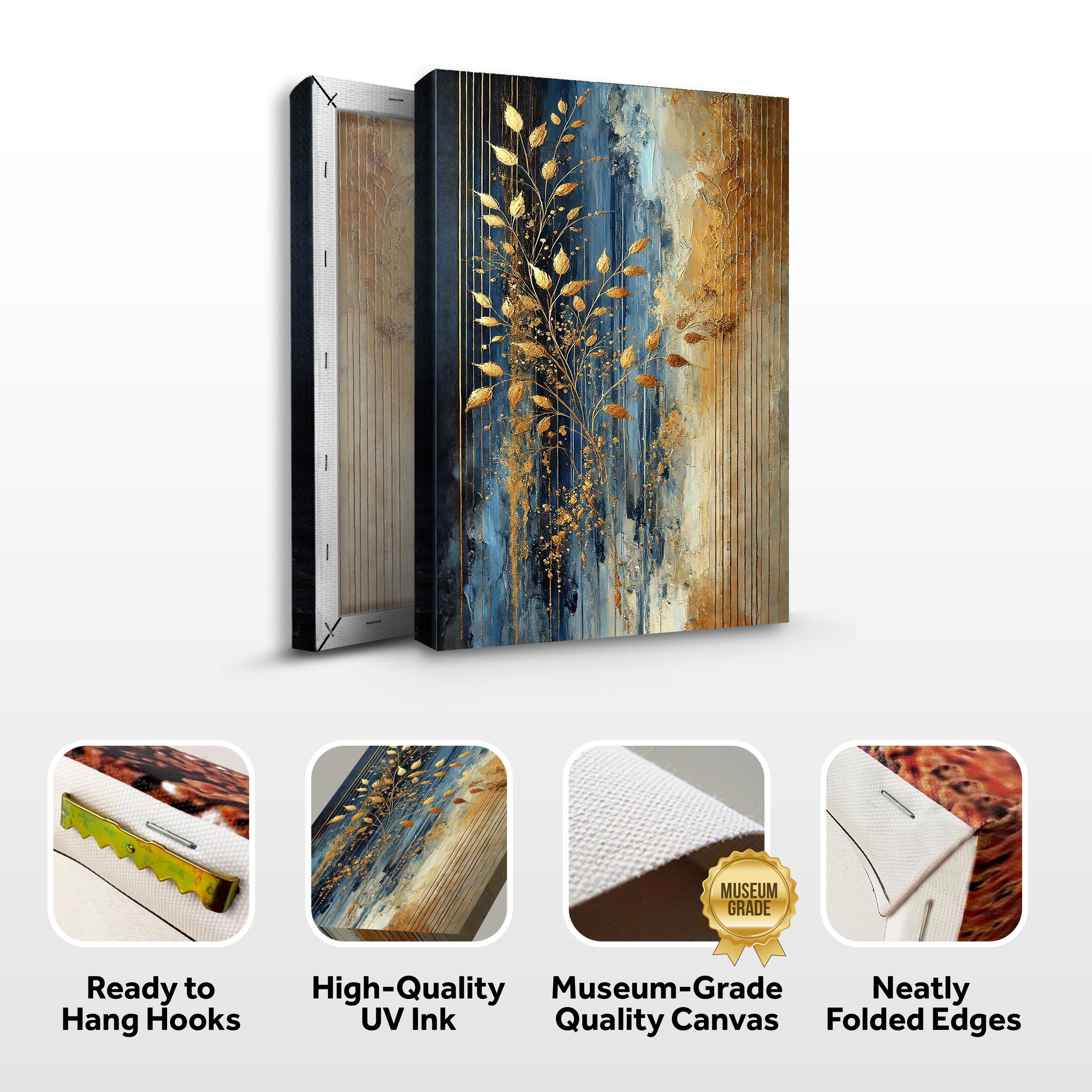 Modern Gold Leaves Wall Art