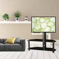 Multi-Function Angle and Height Adjustable Tempered Glass Metal Frame Floor TV Stand